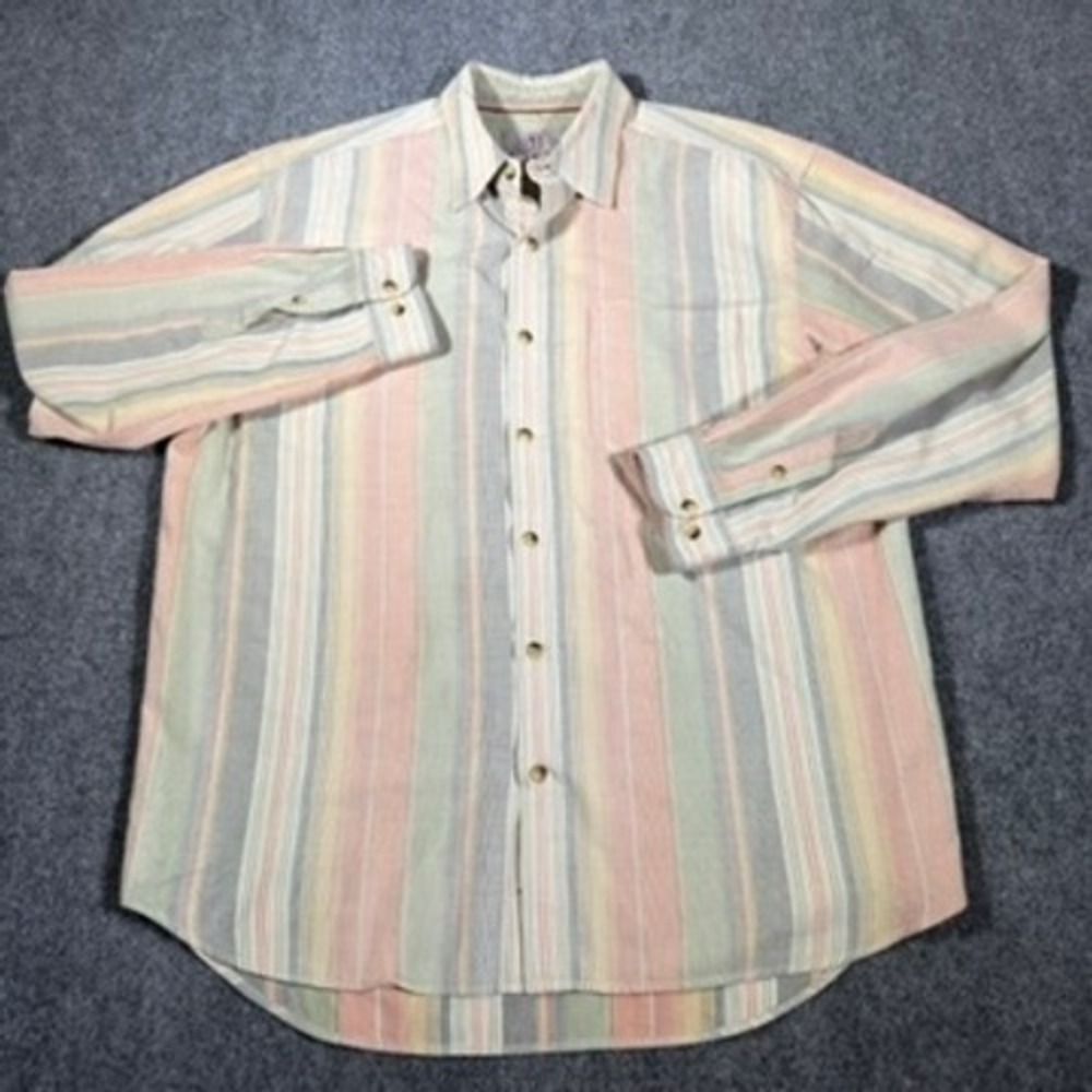 The Territory Ahead Vertical Stripe Button Down Shirt Mens XL Multicolor